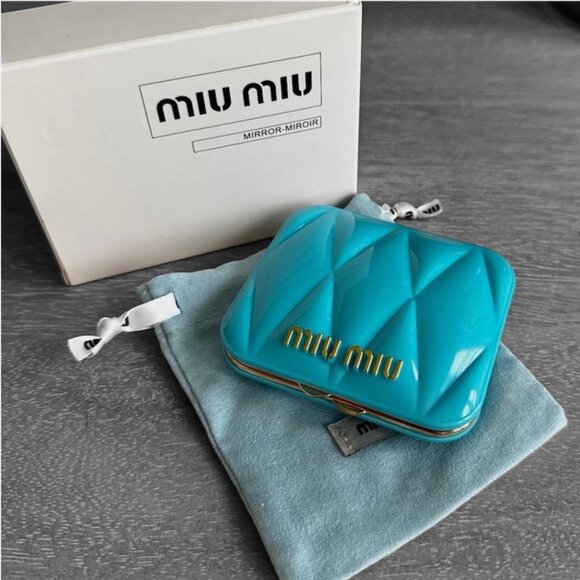 Miu Miu BLUE Double Sided Dual Makeup  Mirror  NIB - Picture 1 of 7